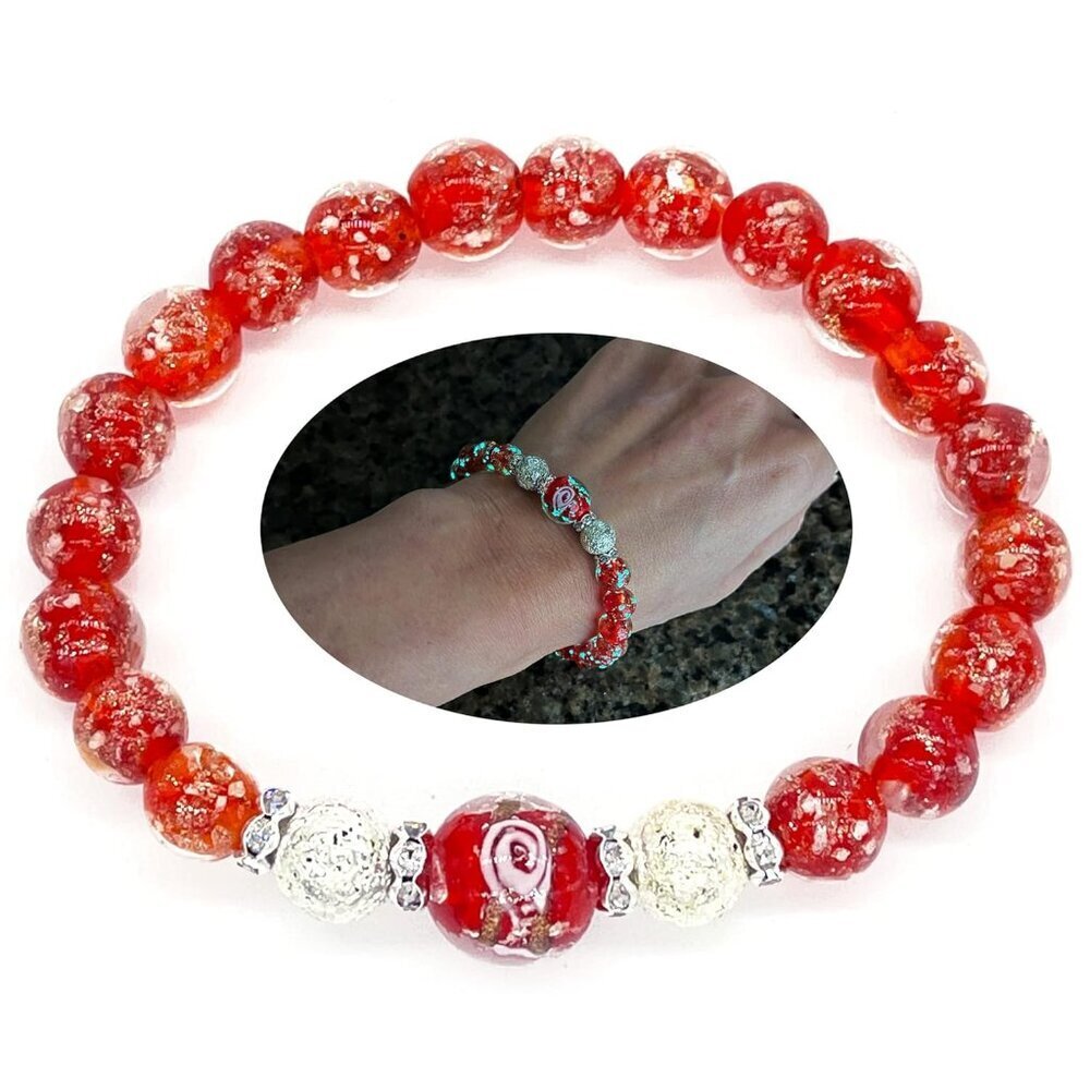 ARTSY Crafts Glow in the Dark Firefly Beads Bracelet for Women, Luminous Glass B